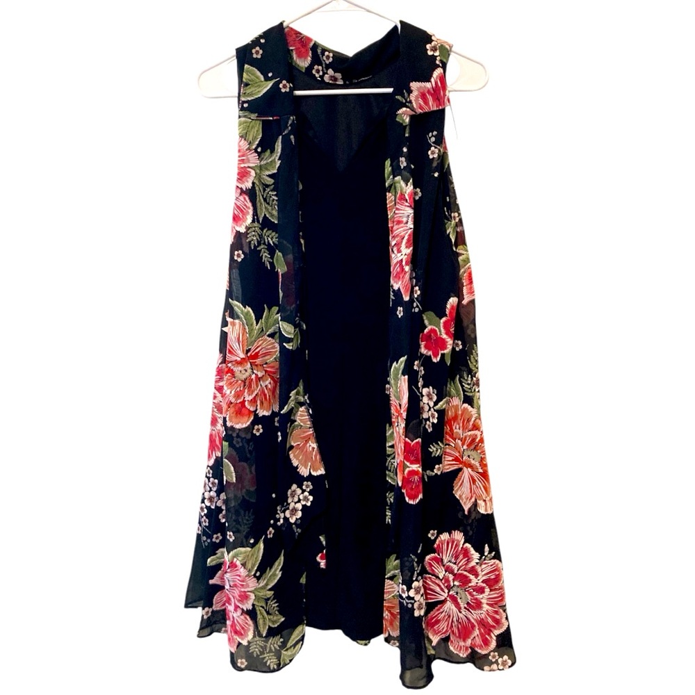 Nwt Robbie Bee Women’s black Floral Overlay Dress Size 12